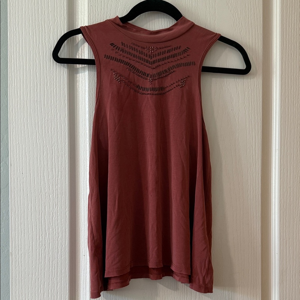 Abercrombie & Fitch Maroon Muscle Tee with Black Accents